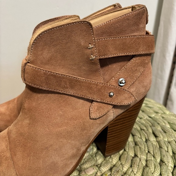 Rag & Bone Harrow Tan/Nude Suede Slip On Block Heel Booties - Picture 6 of 11